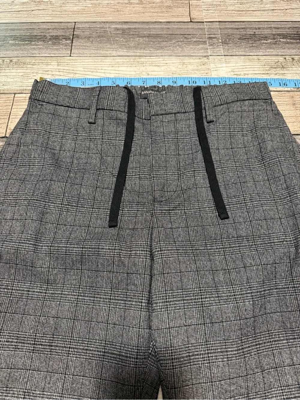 Banana Republic Slim Fit Plaid Drawstring Dress Pants Men’s 30S Gray (Inseam 28)